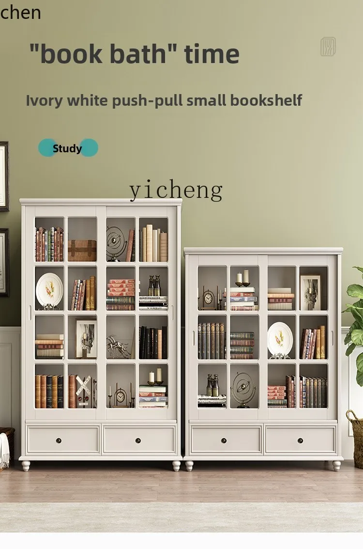 HXL Solid Wood Bookshelf Bookcase Floor-to-Ceiling Sliding Bookcase Wall-Mounted
