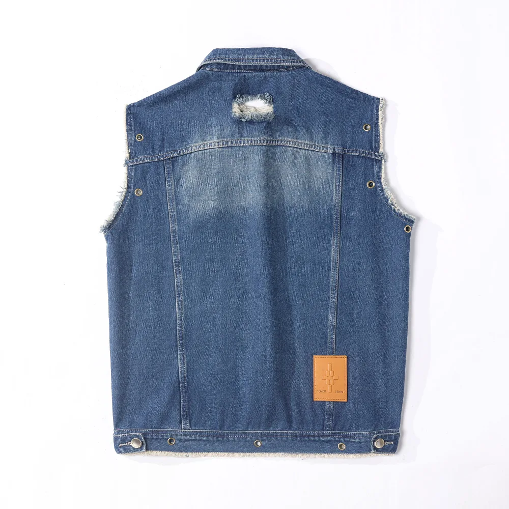 Denim Vest Men's Summer And Autumn Large Size Tooling Vest Trendy Brand Sleeveless Stacked Jacket Top