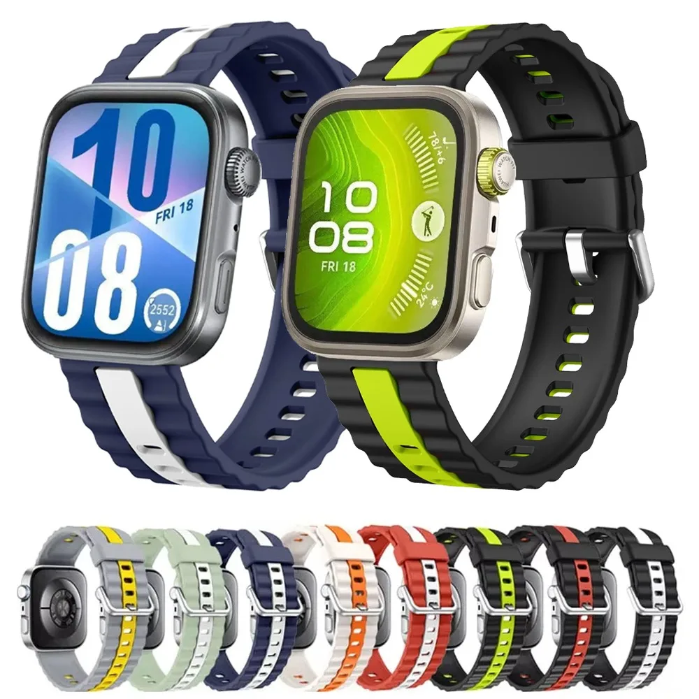 Silicone Strap for Huawei Watch Fit 4/4 Pro Two-color Breathable Band Replaceable for Huawei Watch Fit 4/3 Accessories Bracelet