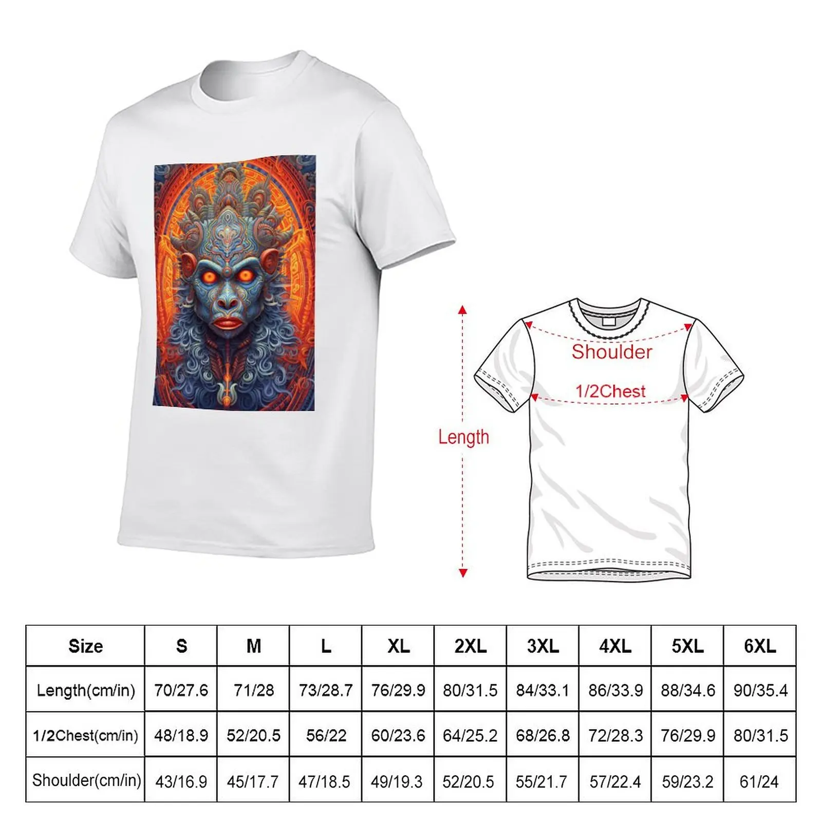 Hanuman in DMT Vision Art Print T-Shirt Sporty Casual Quick Dry T-Shirt