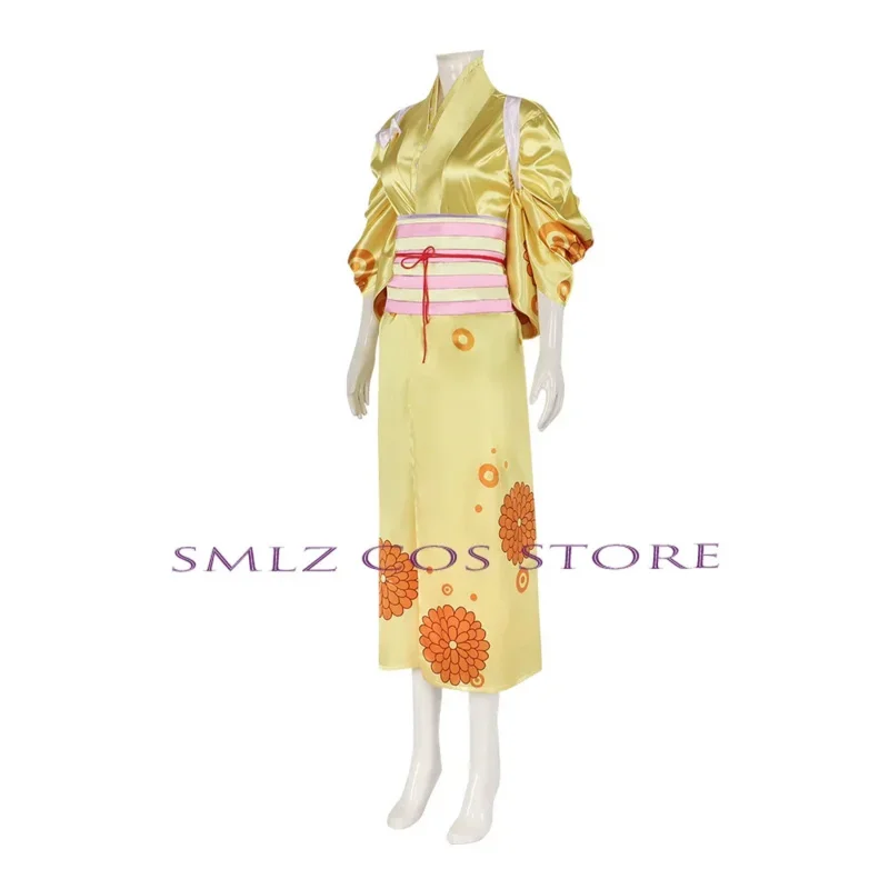 Kikunojo コスプレアニメワノ国アーク Kikunojo 黄色着物衣装制服パーティー女性のセクシーなドレスカーニバル衣装