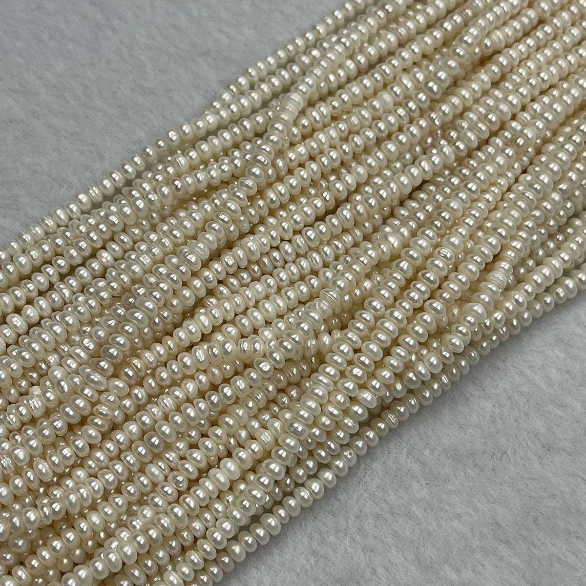 3-4-5mm Factory Wholesale Natural Freshwater White Bread Flat Bead Pearl Necklace Semi-Finished Material DIY Jewelry Accessories