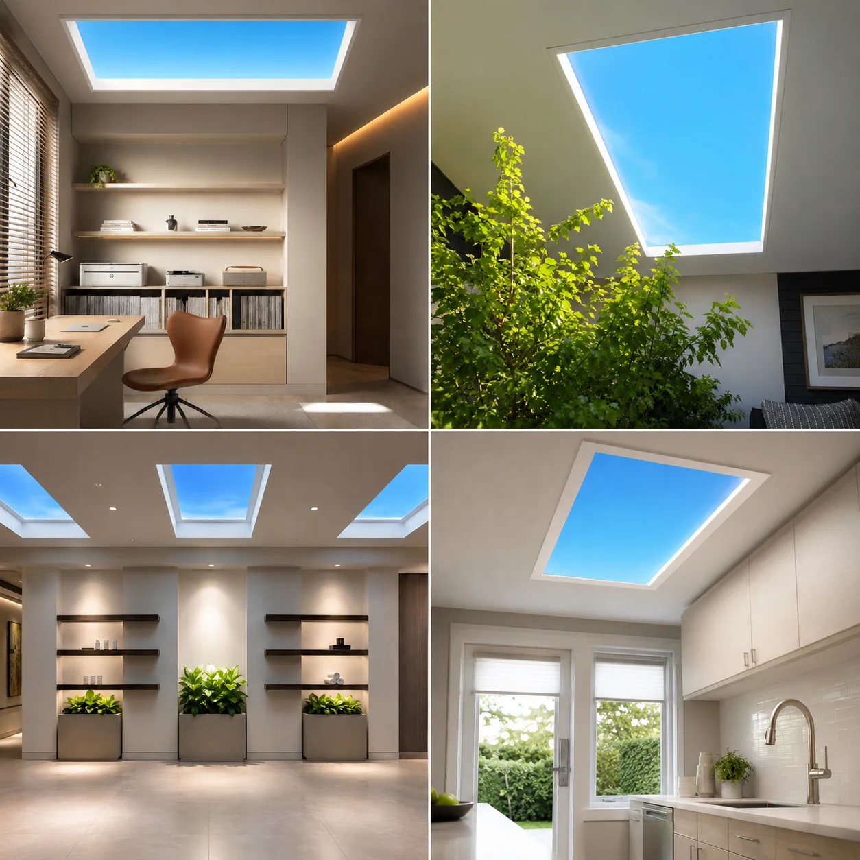 Smart Blue Sky Light Ceiling Lamp App Control Biological Rhythm Sun-like Artificial Skylight LED Panel for Bathroom Home Office