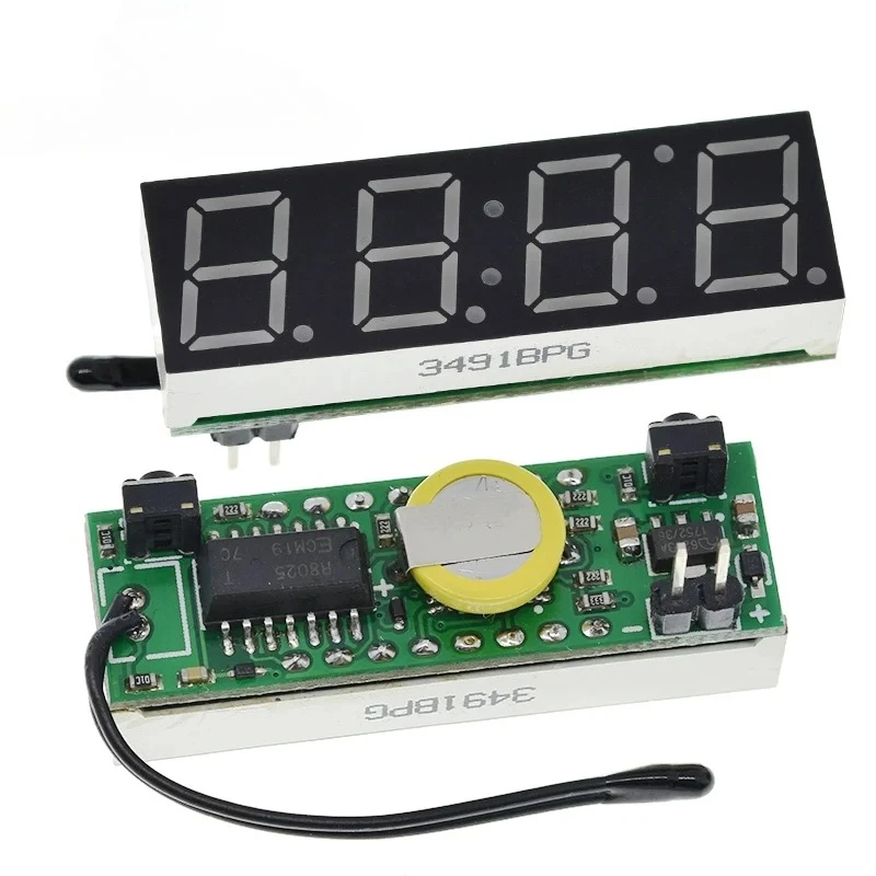 1PCS 3 In 1 LED RX8025T Digital Clock Temperature Voltage Module DIY Thermometer/Voltmeter/Time DC 5-30V For Arduino