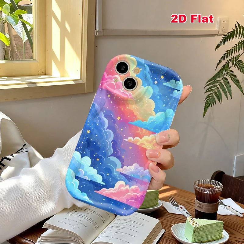 2D Flat Soft Silicone Phone Case For iPhone 17 Pro Max 16 18 Pro 13 11 15 14 Plus 12 17 16E 17Promax Shockproof Transparent Funda Cover