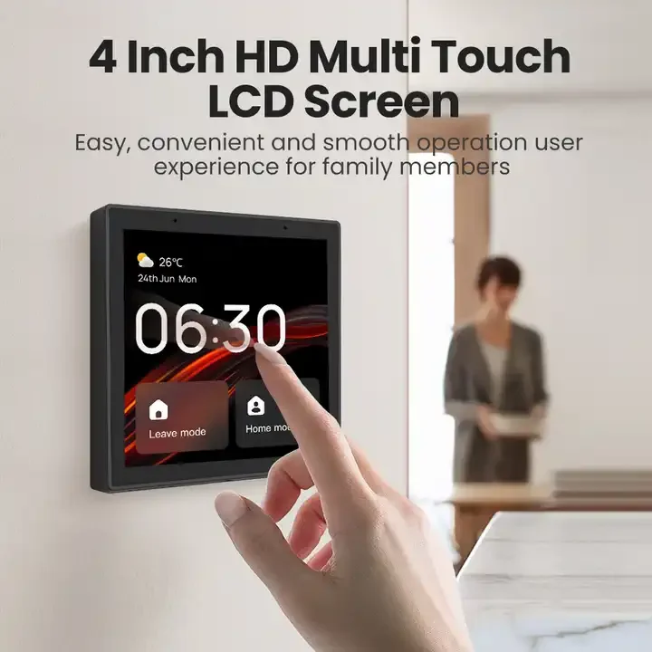 

Multi-function Smart Home Control Touch Screen Alexa In-wall Central Control Switch Panel With Zigbee Gateway 4 Inch