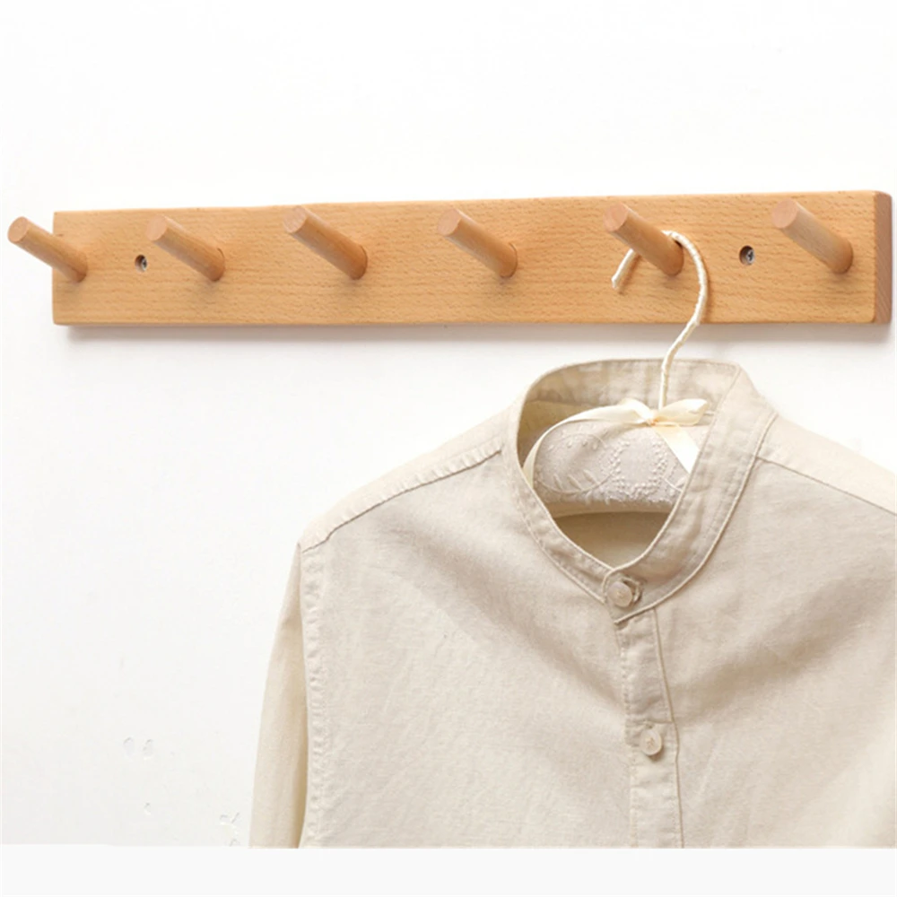 

Wall Mounted Hook Wooden Robe Hook Self-adhesive Hook Bedroom Wall Hanger Entrance Hook Rack Coat Rack Hook Multi-Purpose Hooks