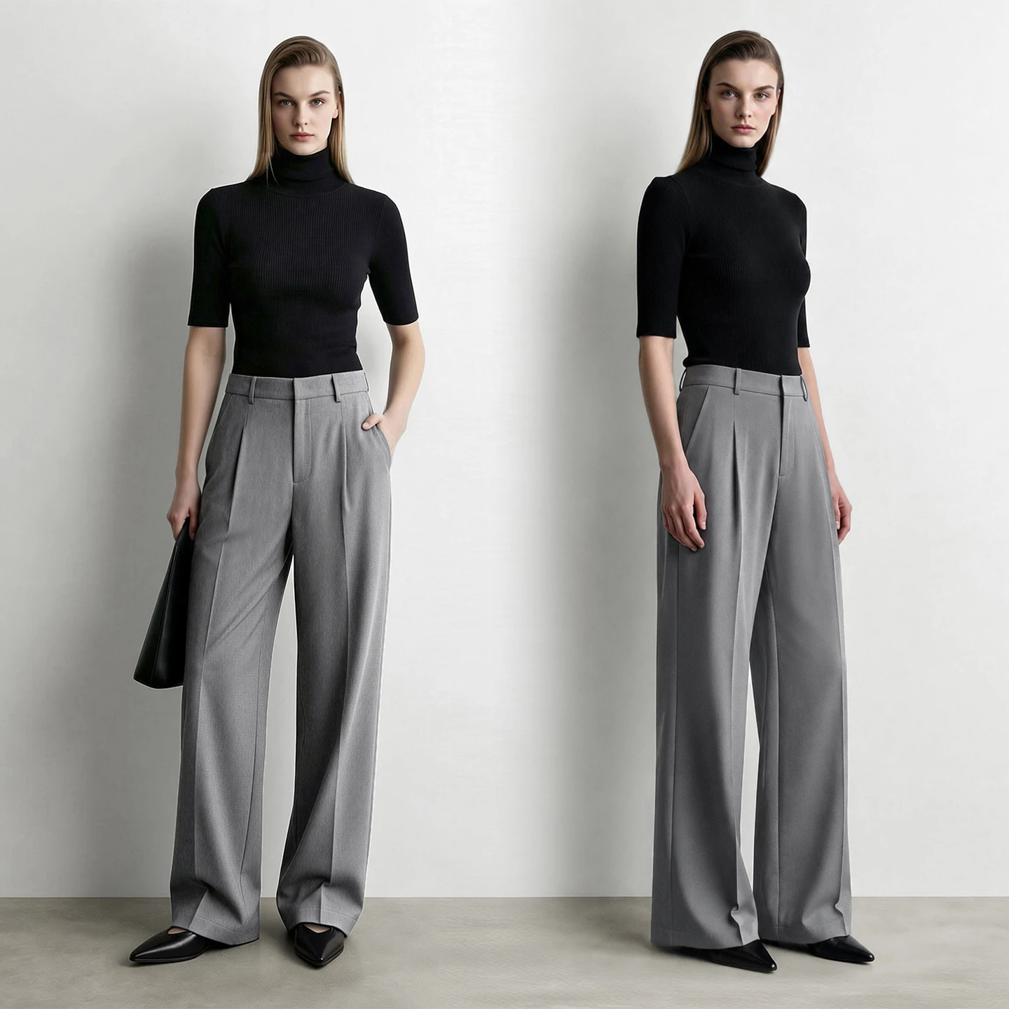 Amii Women's Natural Elastic Waist Stretch Wide Leg Pants 2026 Autumn Minimalist Casual Oversized Slimming Trousers 12624003