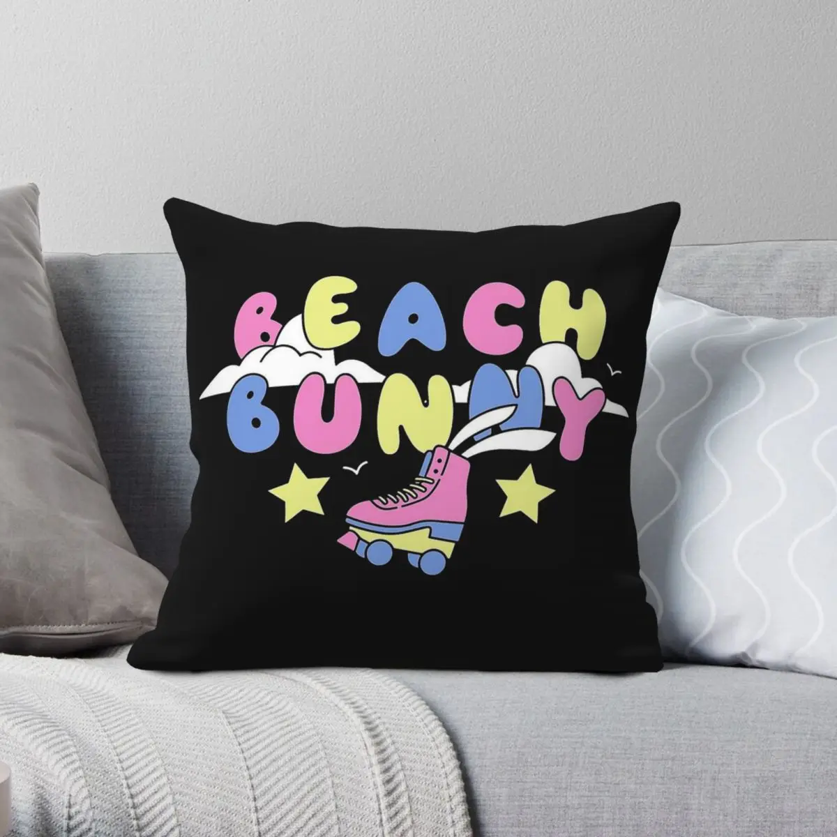 

Beach Bunny Tour 2021 Square Pillowcase Polyester Linen Velvet Creative Zip Decorative Pillow Case Room Cushion Cover