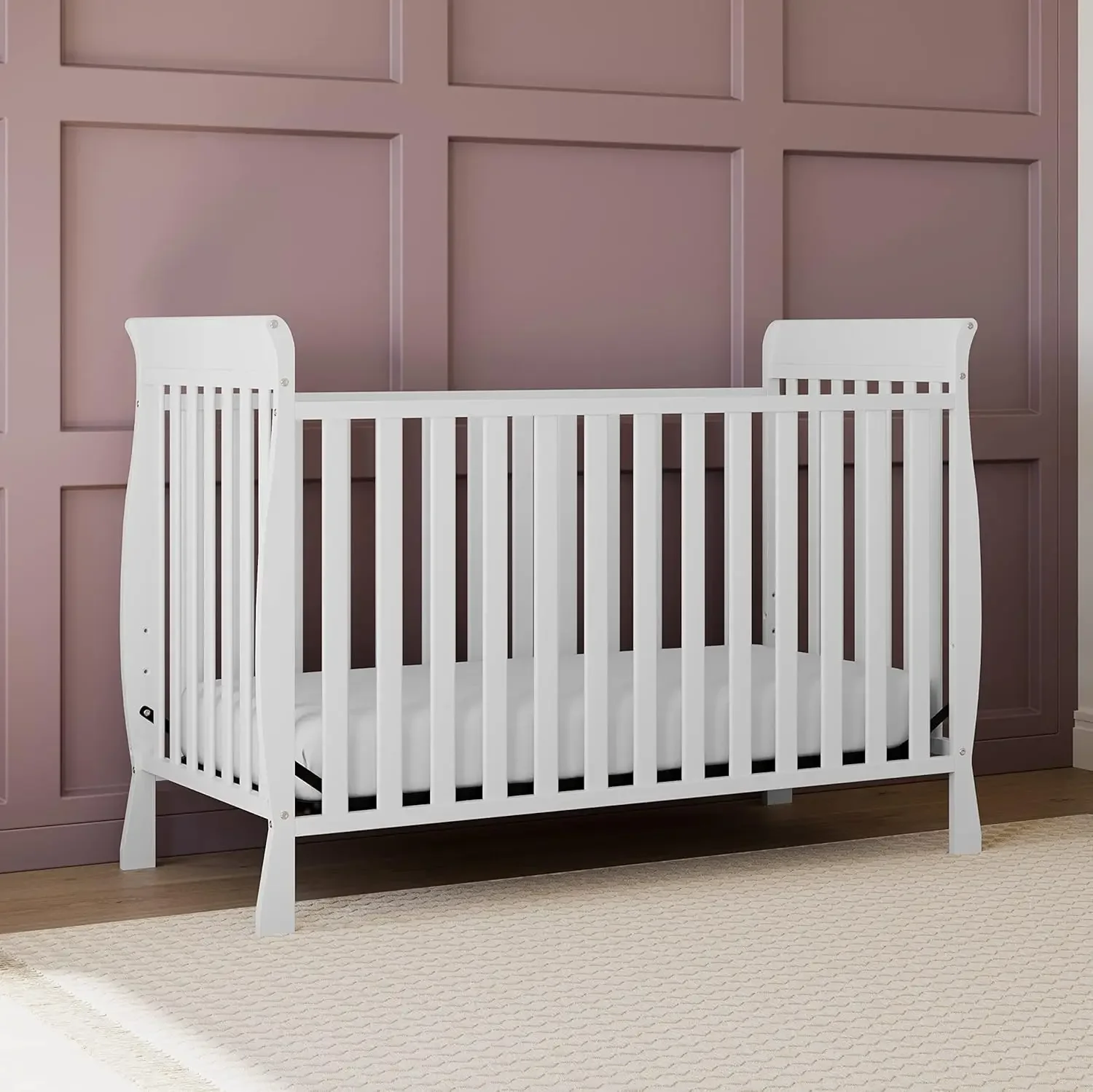 Converts to Toddler Bed and Daybed, Fits Standard Full-Size Crib Mattress, Classic Crib with Traditional Sleigh Design