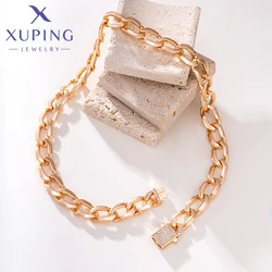 Xuping Jewelry New Arrival Fashion Stone 40cm Hot Lock Gold Color Charm Pendant Necklace for Women Girls Exquisite Gift