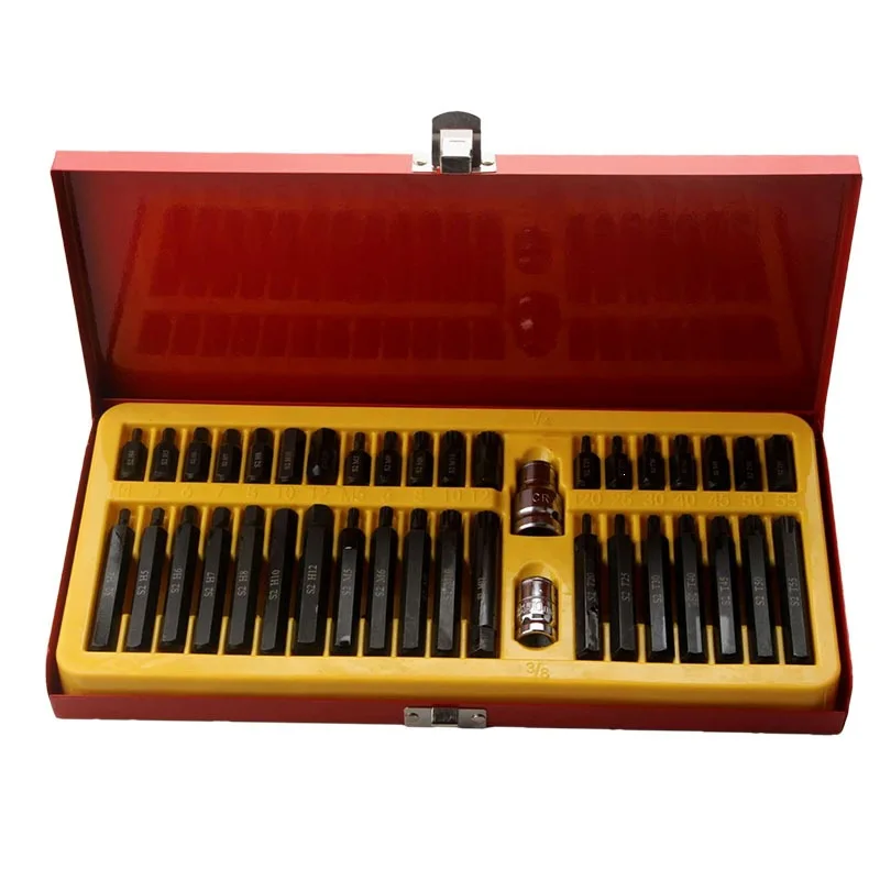 Suitable For Star Bit Socket Set,40Pcs Torx Hex Spline Bit Set,Auto Repair Impact Bits Kit for Bolt Removal