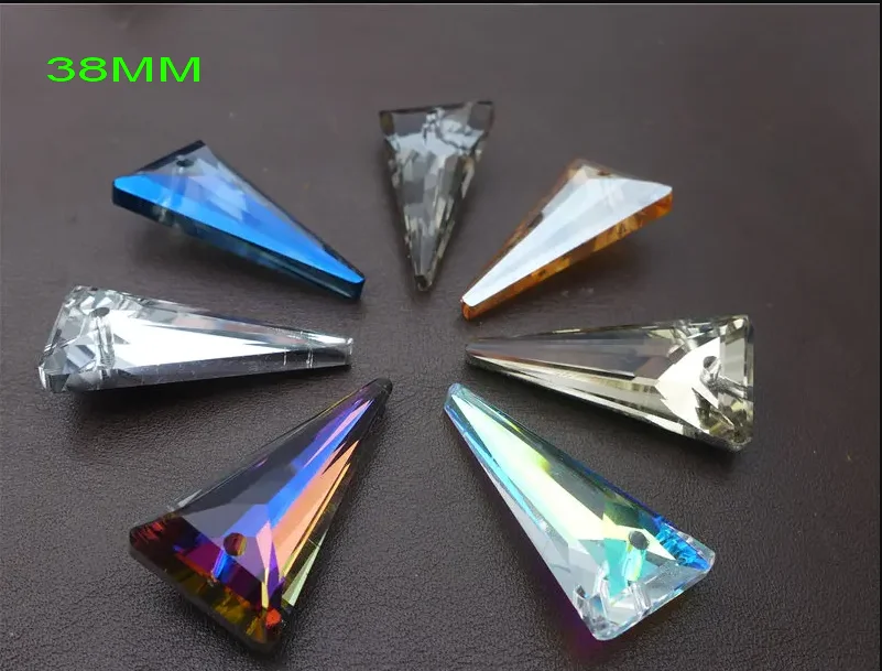 

12pcs 38mm Austrian Crystal Triangle Shape Pendants Glass AB Rainbow Lamp Chandeliers Beads Rhinestone For Jewelry Making K9