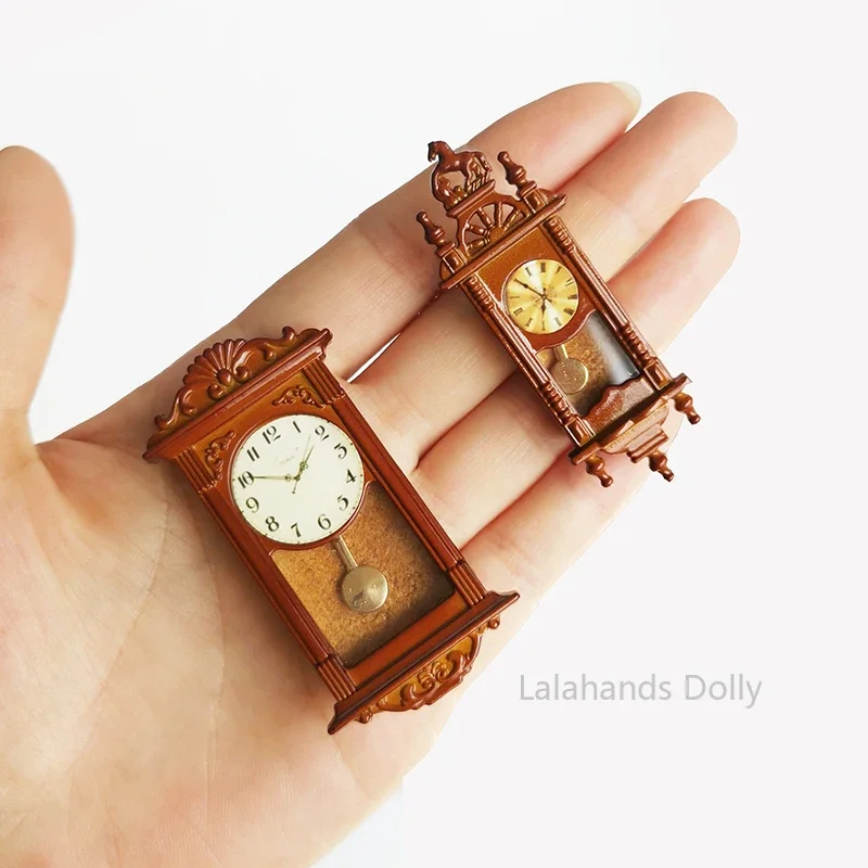 1:12 Dollhouse Mini Wooden Clock Furniture Model for Doll House Furniture Decoration Accessories