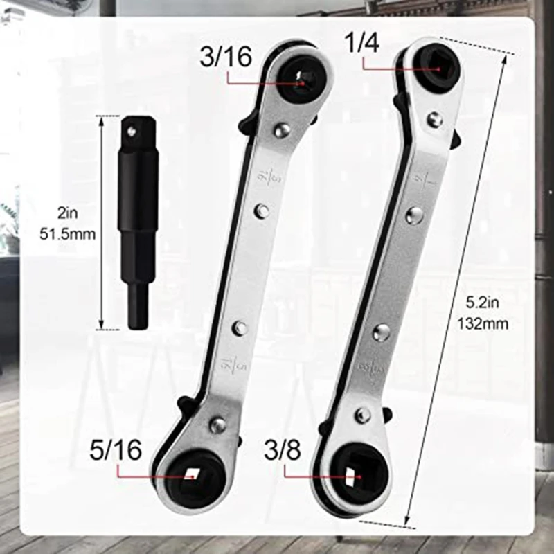 M6CF Ratchet Wrench Ratcheting Service Wrench 3/8” to 1/4” with Bit Adapter