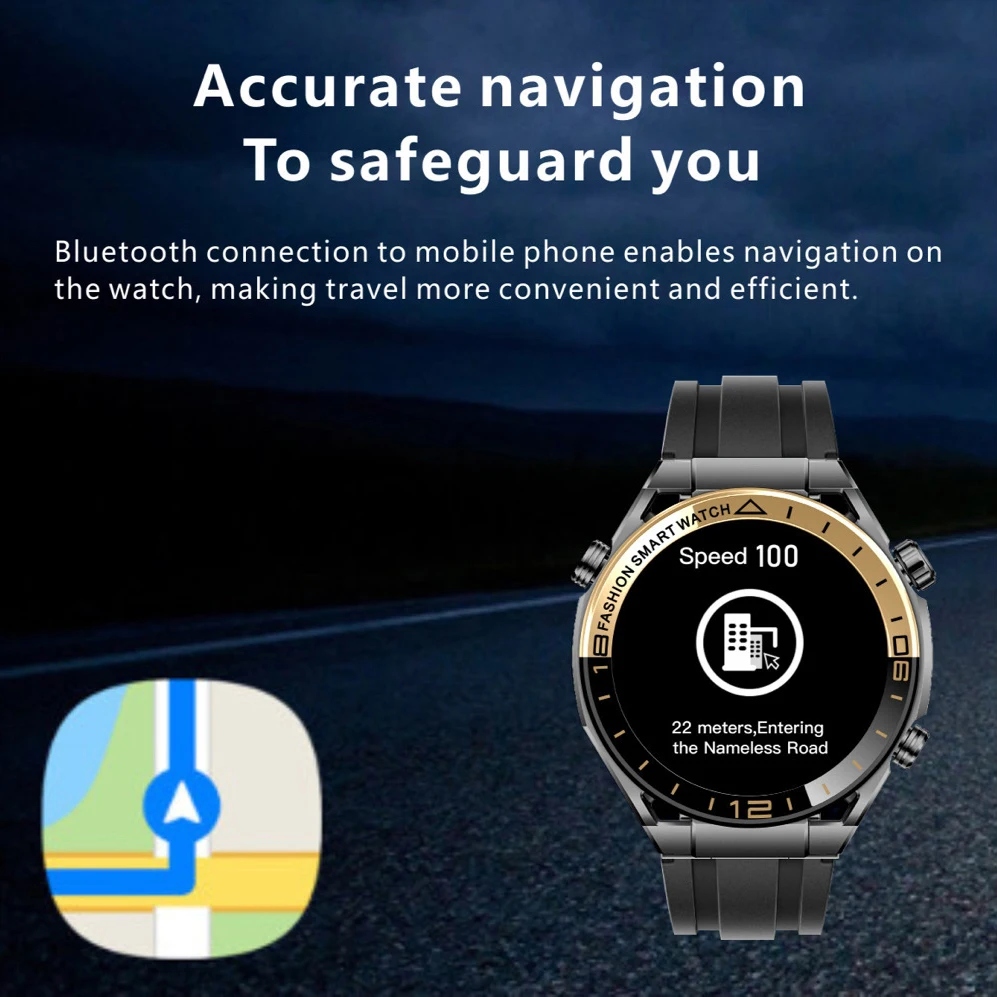 Men Smart Watch Outdoor Compass Waterproof Voice Assistant Watches NFC Map Navigation Sports Fitness Heart Rate New Smartwatch