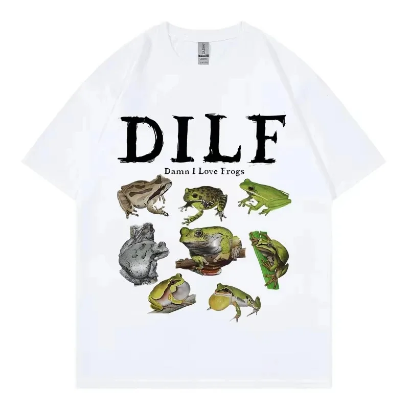 Dilf Damn I Love Frogs Graphic T Shirts WomFashion Short Sleeve T-shirt Vintage Summer Street Clothing T-shirts Tops