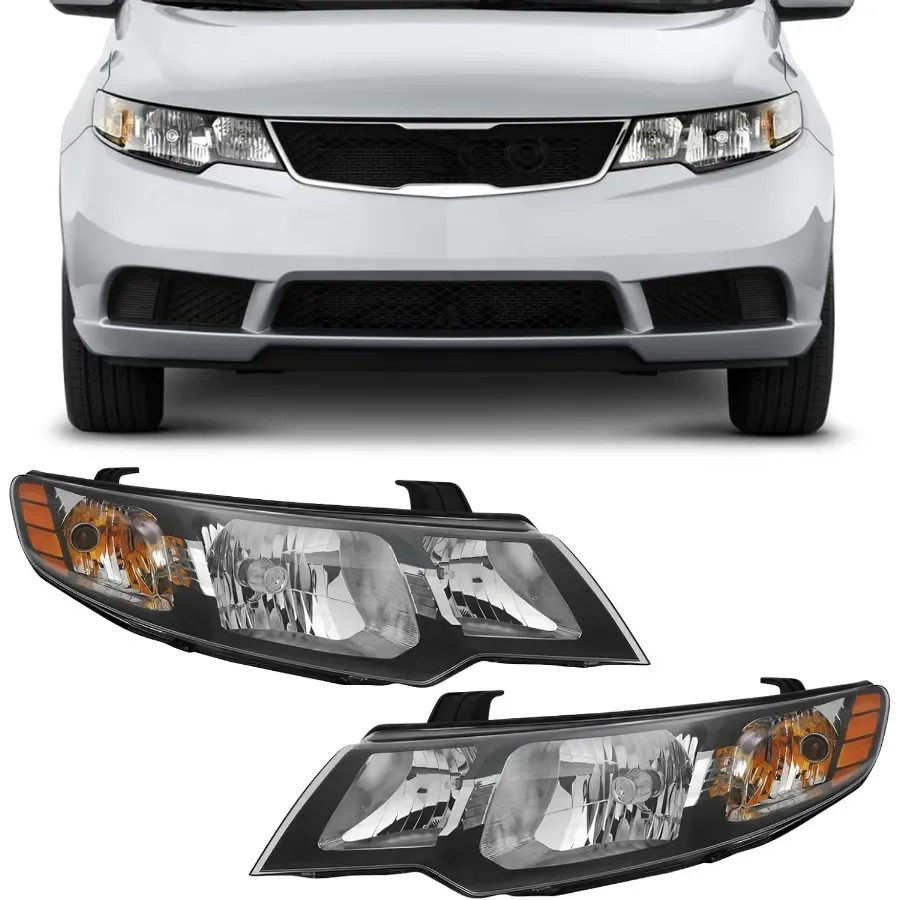 

For 2010 2011 2012 2013 Kia Forte/Forte Koup Headlight Halogen Headlamp Left Driver+Right Passenger Side 1 Pair w/o DRL