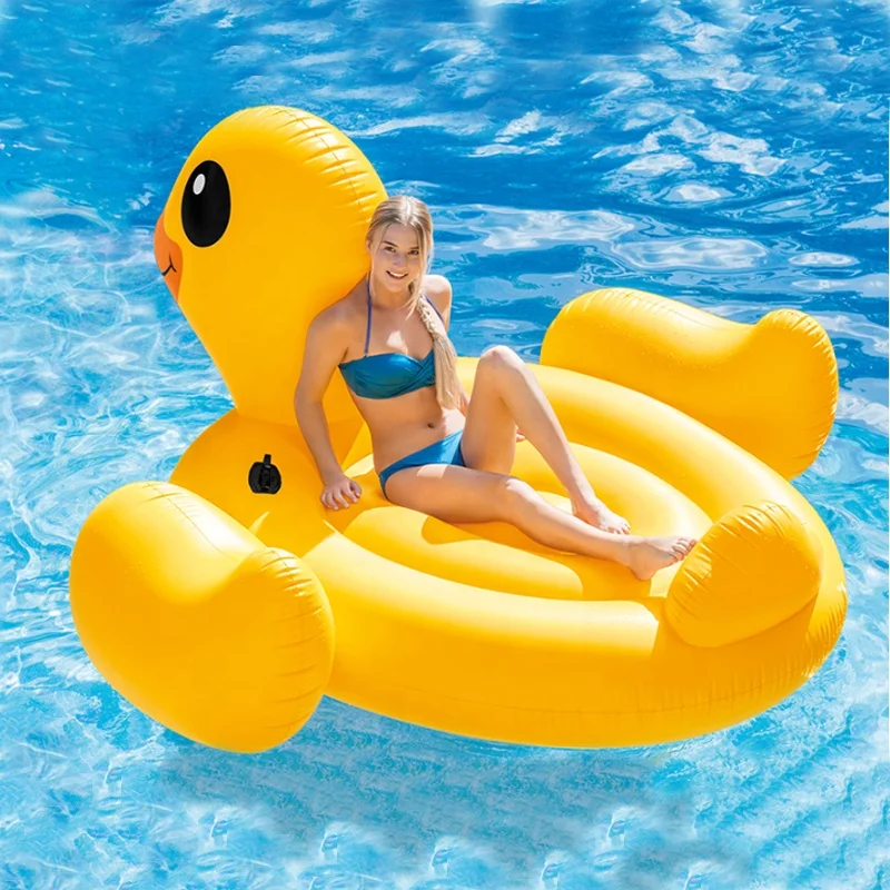 Intex 57556 gigante, isla de pato amarilla inflable, piscina de playa, diseño de juguetes flotantes para niños adultos