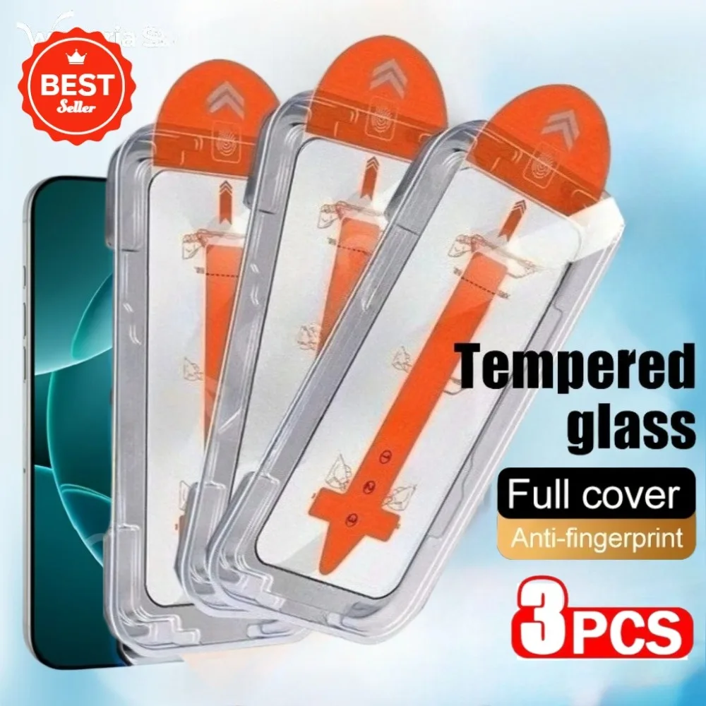 

3Pcs High Clear Tempered Glass for iPhone 17 16 15 14 Pro Max 17 Air 16 15 Plus 13 12 11 Pro XS XR Dust Free Screen Protector