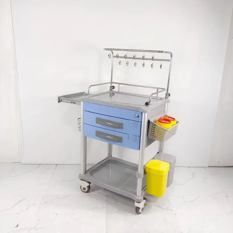 Multi Layer Medical Infusion Trolley With Hooks For Hospital Care Mobile Storage Cart Nursing Tool Stand Equipment Rack