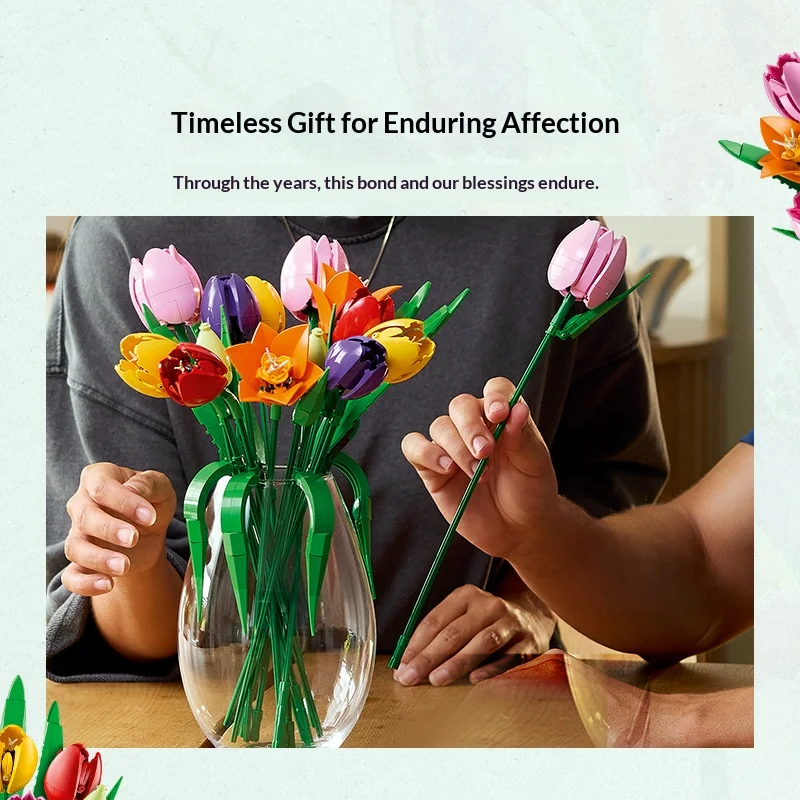 Lego bouwstenen bloemplanten serie 11501 tulpboeket jongens en meisjes kinderpuzzel bouwspeelgoed cadeau woondecoratie