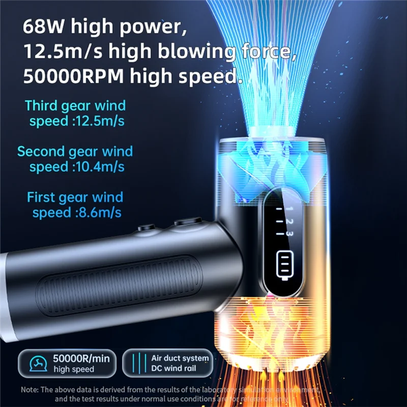 مكنسة كهربائية ABBK-Air Duster 50000 دورة في الدقيقة 3 تروس منظف محمول لاسلكي للكمبيوتر المنزلي للسيارة، نفخ الغبار سهل التركيب