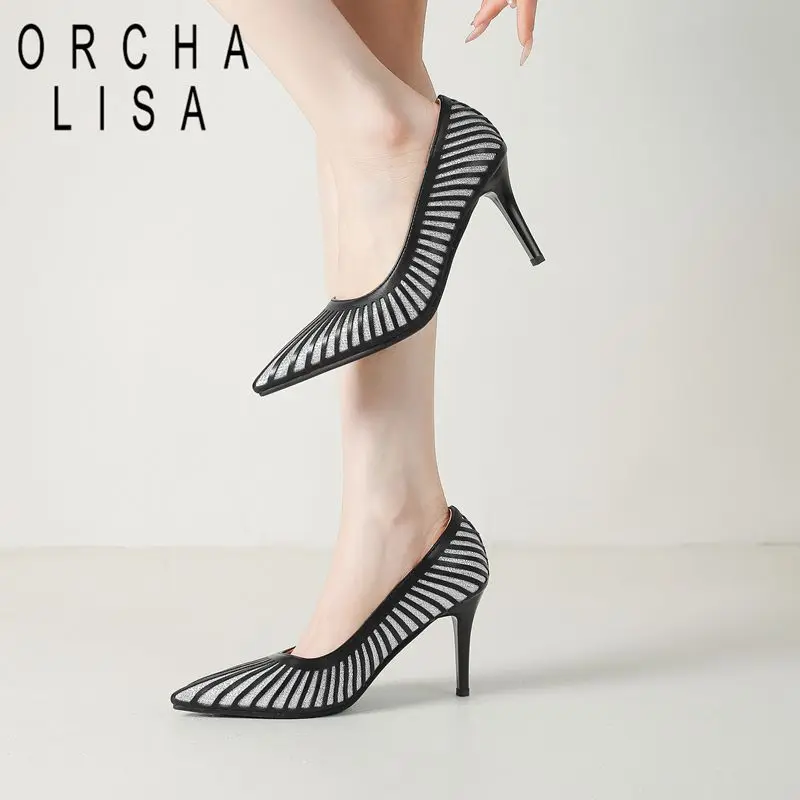 

ORCHALISA Горячие сексуальные женские туфли-лодочки с острым носком, каблук-шпилька 8 см, разноцветные, большие размеры 41, 42, 43, для свиданий и вечеринок, обувь W