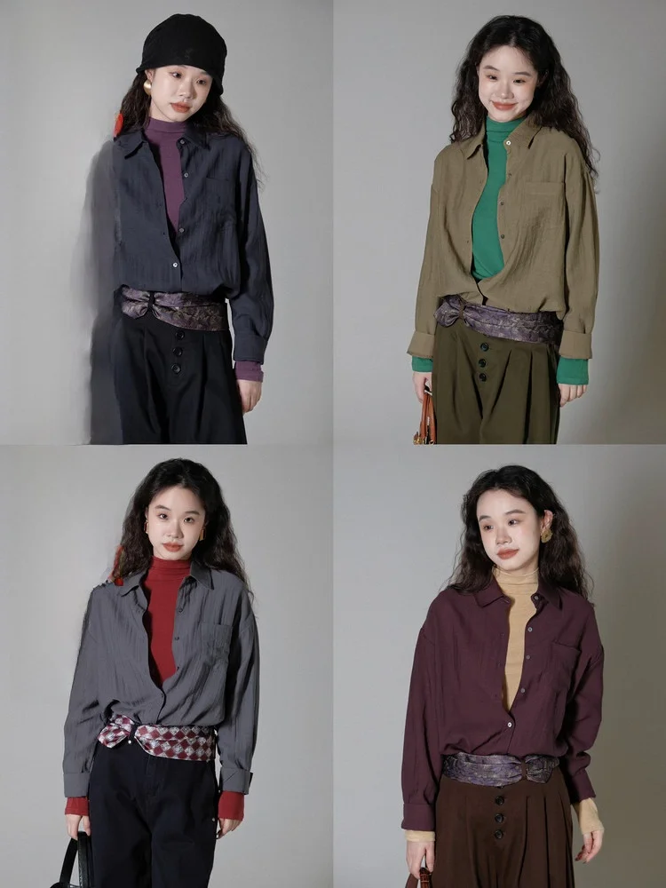 

IVY YANG Lyocell Silk Texture Classic Collar Single Button Loose Fit Color Versatile irt Women's Faion Autumn 2025