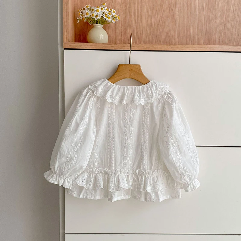 White Lace Collar Girls Shirt 5