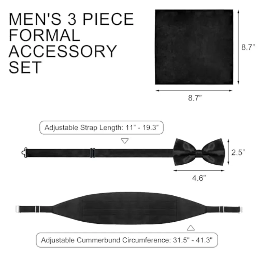 Black Men's Adjustable Cummerb - Bow Tie Pre Tied avis et prix