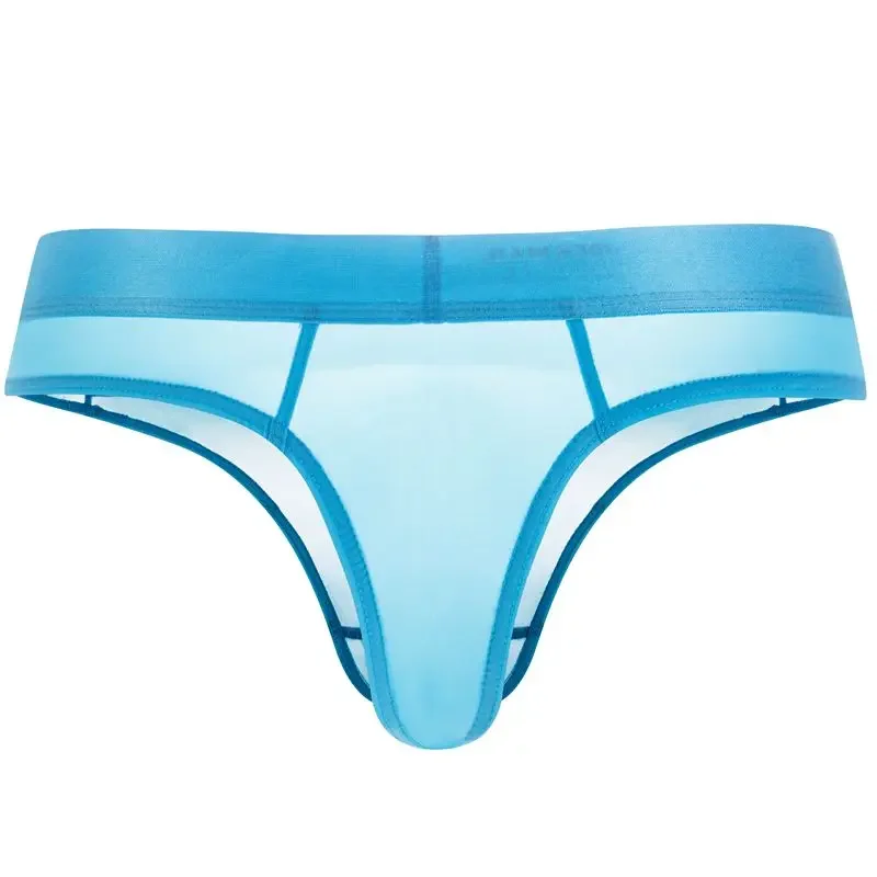 JOCKMAIL-tangas transparentes para hombre, ropa interior Sexy Gay, calzoncillos de seda de hielo, Bikini transparente, Tanga con parte trasera en T