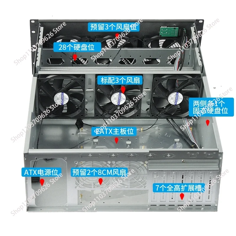 4U multi-hard disk chassis 28/26 disk positions E-ATX main board storage host industrial computer server