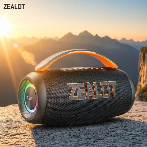 Zealot-P12 Speaker 60W Portable Bluetooth Speaker with IPX6 Waterproof, Comfortable handle,Controllable lighting,TF,USB