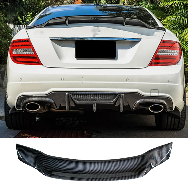 

For Mercedes-Benz C-Class W204 C63 Coupe 2Door R Style Forged Real Carbon Fiber Rear Spoiler Trunk Wing 2007-2014