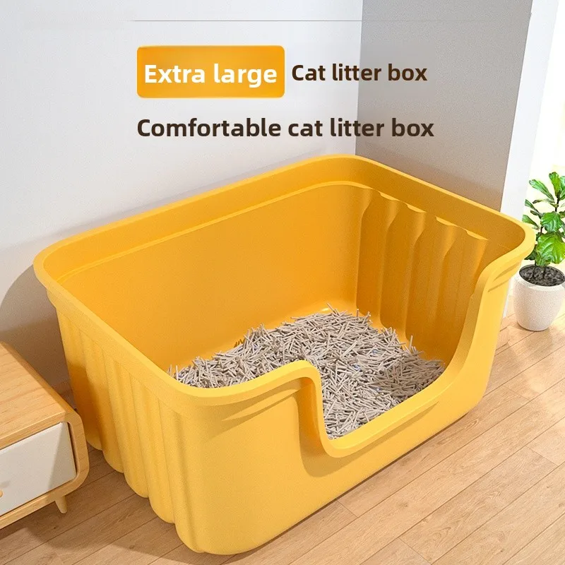 extra-large-semi-enclosed-litter-box-odor-proof-baby-sand-tray-integrated-anti-splash-poop-pan-portable-design