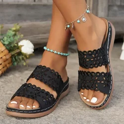 Women's Shoes on Sale 2024 Fashion Plus Size Women's Slippers Summer Casual Slippers Women Hollow Outdoor Wedges Ladies Sandals