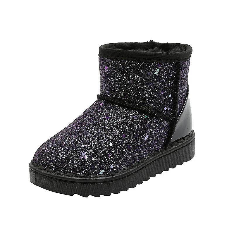 

Hot Selling Girl Snow Boot Autumn Sequins Princess Ankle Boot SoftSole Boy Shoe with Plush Cotton Shoe Fashion Winter Women Boot