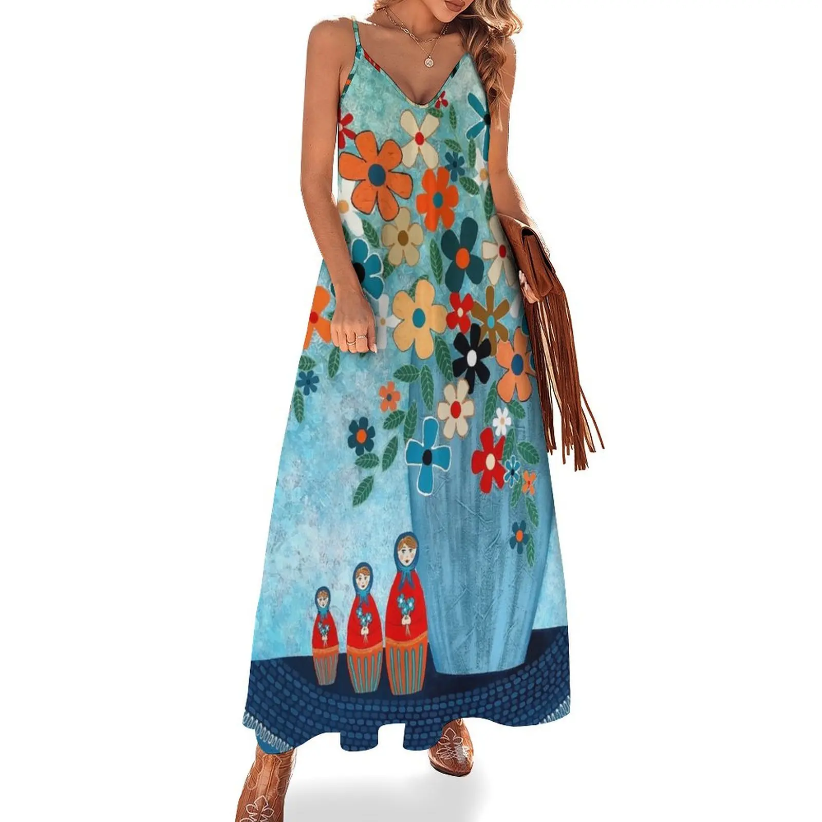 

Babushka Love Floral Sleeveless Dress Party dresses for women Woman fashion summer women's suit