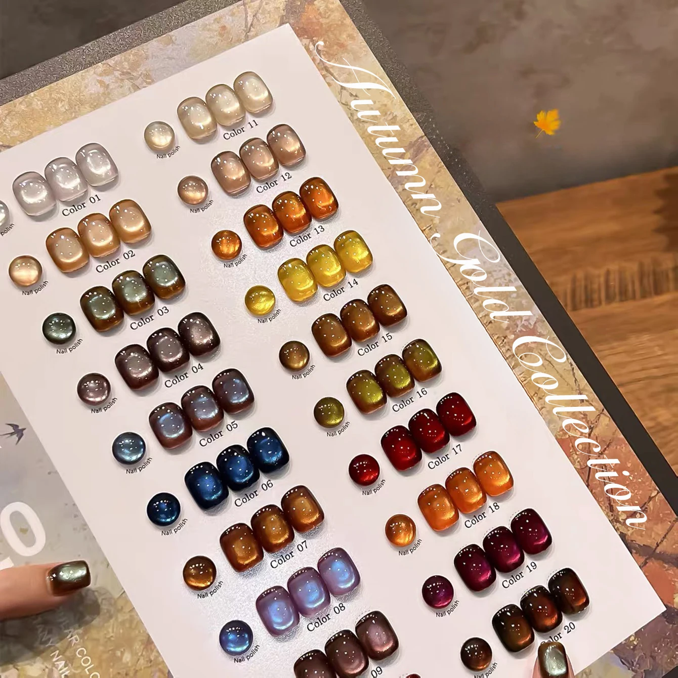 MISS SHAKA 1pcs Autumn Winter Flash Whitening Multicolored Glass Beads Gel Autumn Sequence Streaming Cat Eye Gel Nail Polish