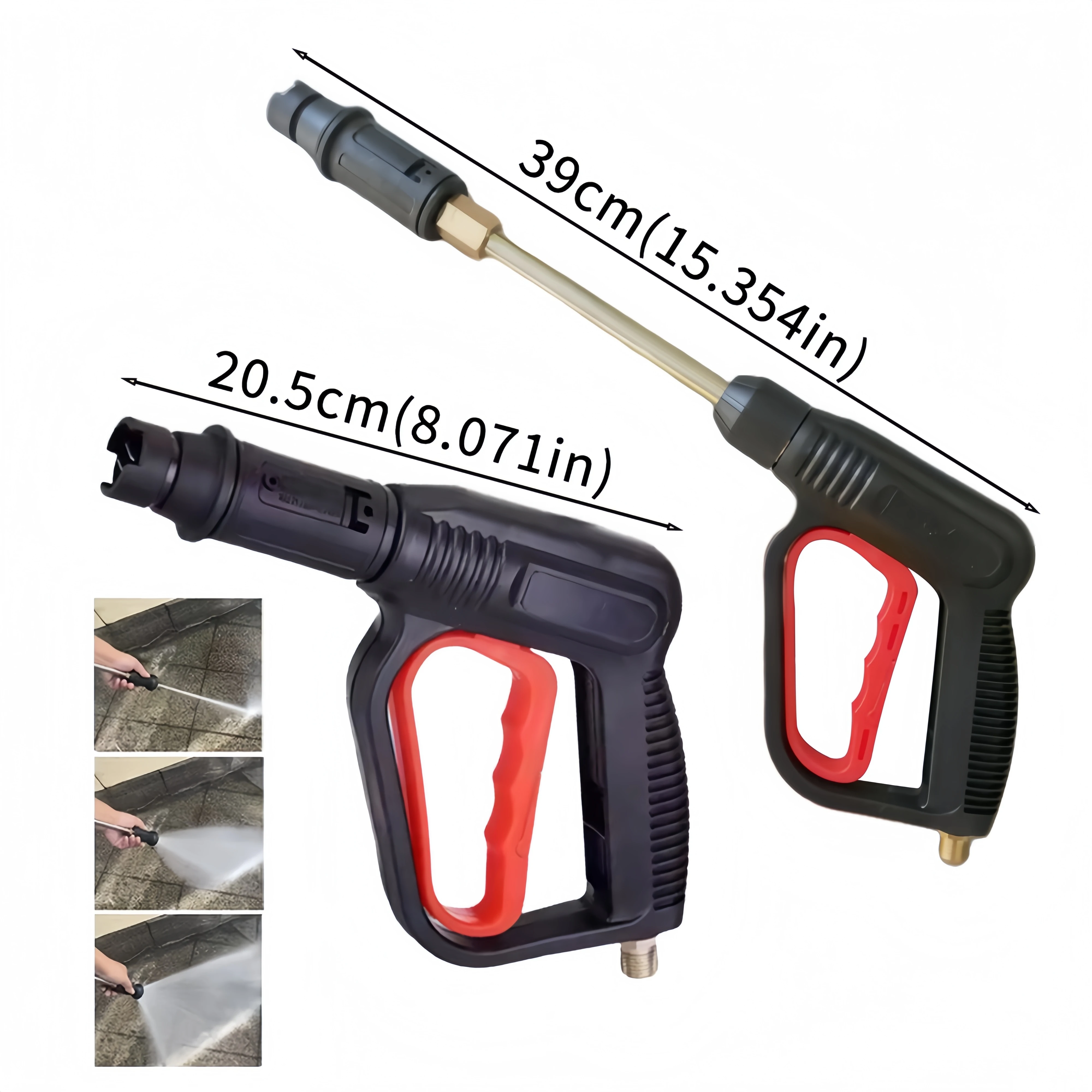 2175PSI Adjustable High Pressure Washer Gun - Straight/Fan Spray Nozzle with Detachable Extension Wand & Duckbill Clip