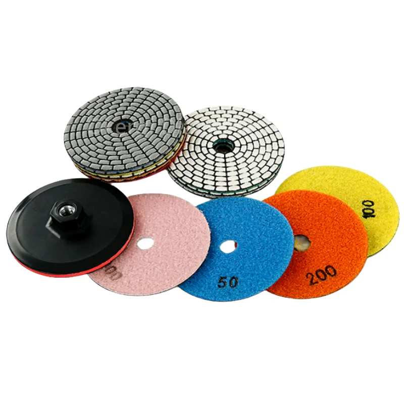 7-teiliges Set 4 Zoll Trocken-Polierpads Scharfe Flexible 100mm Diamant-Polierpads für Granit, Marmor, Stein, Beton Schleifscheibe – Detail 10