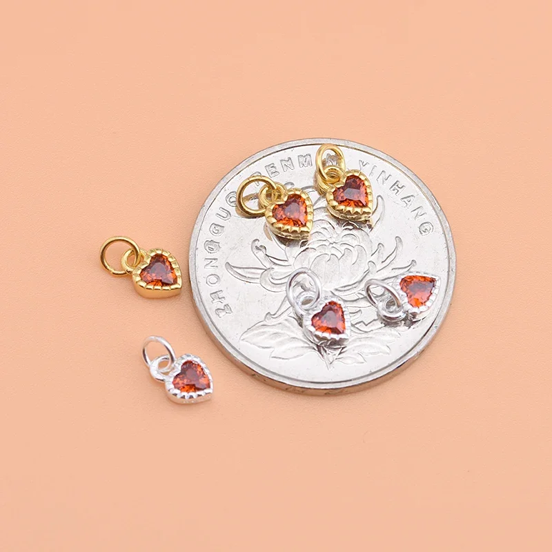 925 sterling silver gold-plated accessories Japanese zircon double-sided small love pendant creative handmade bracelet ring pend