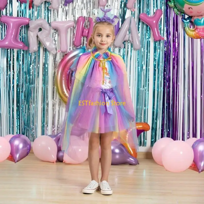 Y5GC Princess Princess Cloak Princess Dress Costume Tulle for Halloween