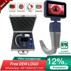 MAC 4 Blade with 3.2-inch Touch Screen, Anesthesia Intubation Video Laryngoscope, Reusable Vidoe Endoscopy for Intubation