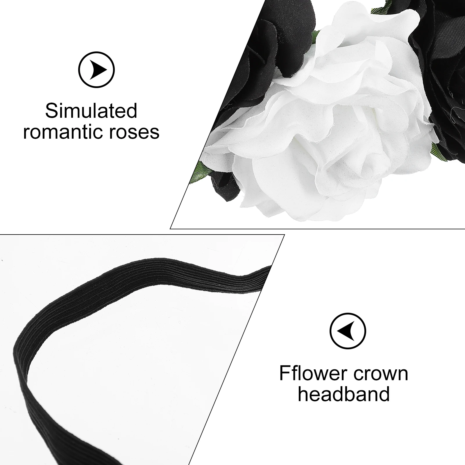 

Elastic Flower Headband Rose Floral Halloween Party Wedding Hair Accessory Soft Rose Crown Headband Cosplay Photo Props Gift