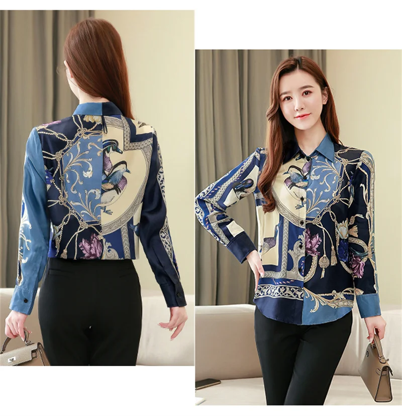 FANIECES S-3XL 블라우스 blusa mujer Women Baroque Shirts Blouses Chic Vintage Printed Elegant Blouse Spring Long Sleeve Tops 6106