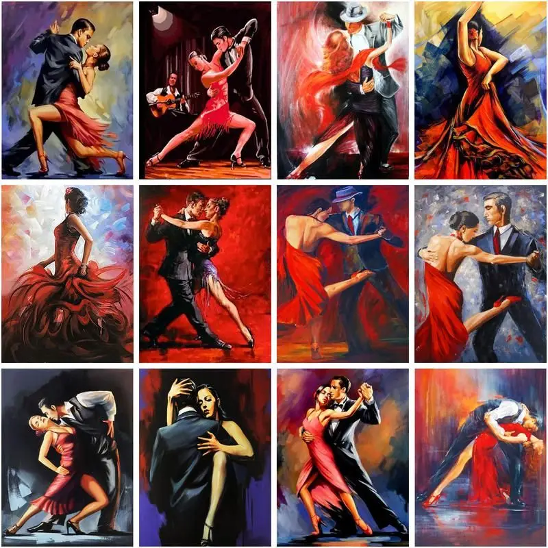 CHENISTORY 4050CM Pictures By Numbers Tango Dance Couple Diy Drawing Canvas Hand Painted Oil Painting Figure  Home Decoration