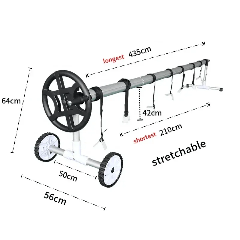 BACR14 Above Ground Aluminum Pool Roller Reel  for Swimming Pool Cover Reel  Max Width 3.9m Around 1.2 To1.3mm 60kgs 76/81mm