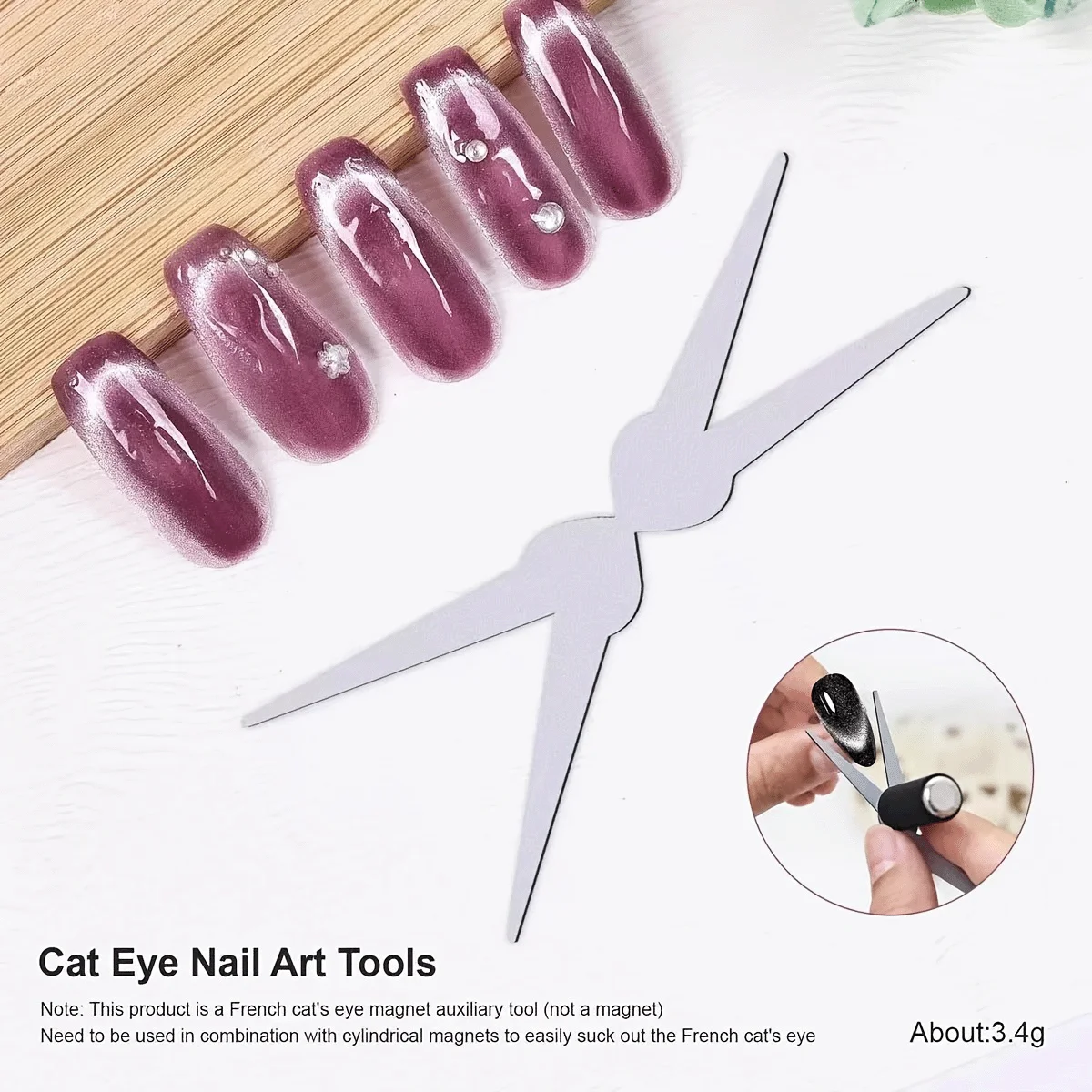 2pcs Cat Eye Nail Magnet Tool, Ring & V Shape Magnetic Tool for French Tip, Heart Line Effects, Gel Polish Nail Art
